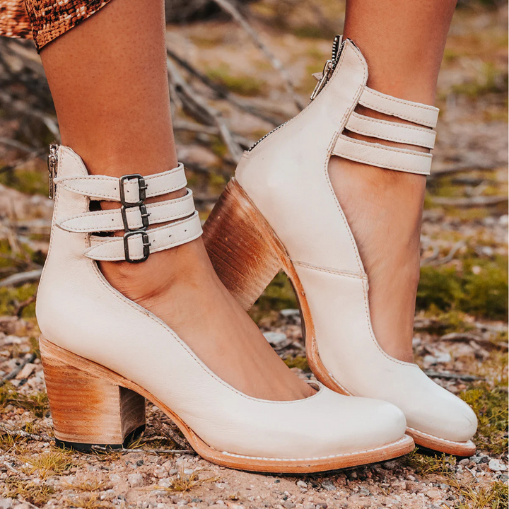 Philomena - High Heels mit Knöchelriemen aus Vintage-Leder