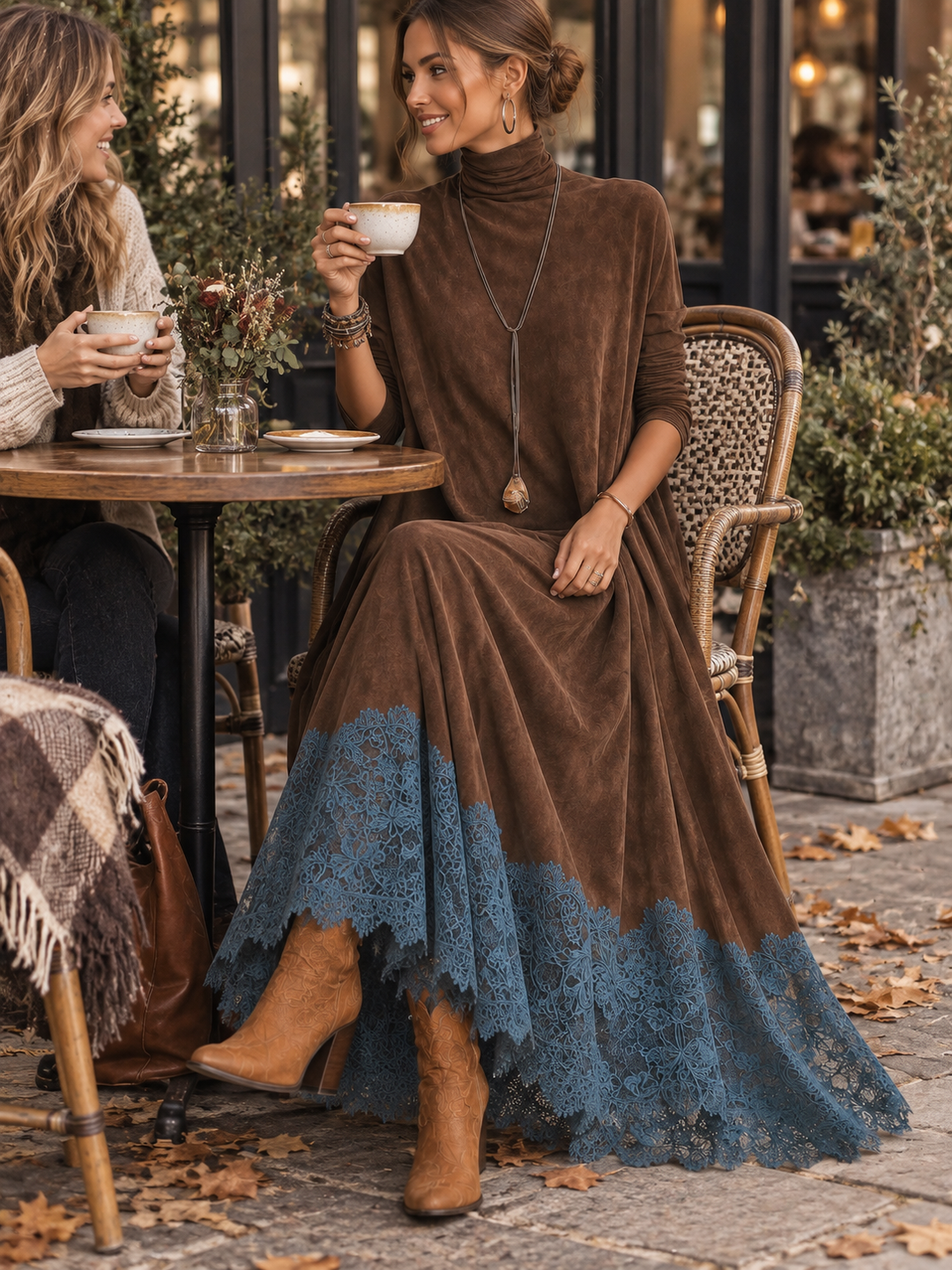 Lavina - Soft-Touch A-Linien-Maxikleid