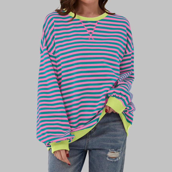 Adelia - Gestreiftes langärmliges Sweatshirt mit Soft-Touch-Finish