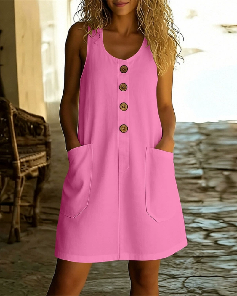 Katelin - Luftiges Sommerkleid mit Knopfleiste vorne
