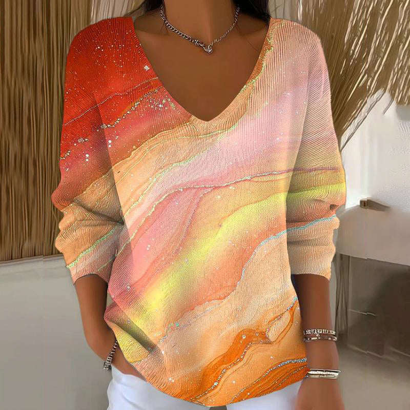 Carivella - Locker geschnittener Strickpullover mit Ahornblatt-Motiv