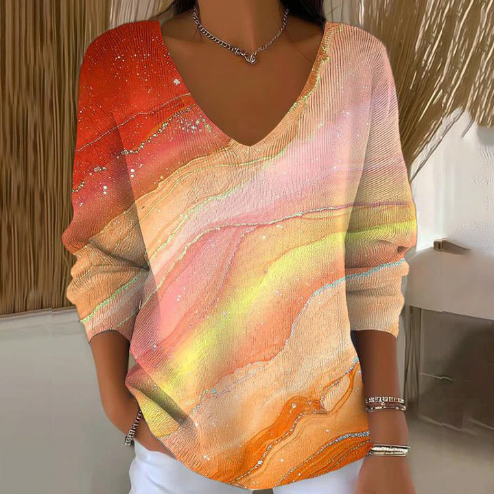 Carivella - Locker geschnittener Strickpullover mit Ahornblatt-Motiv