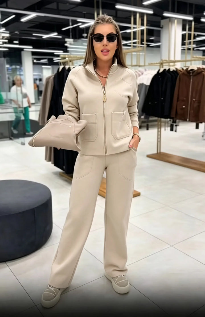 Floranique - Set aus kurz geschnittener Jacke mit Soft-Touch und weit geschnittener Hose
