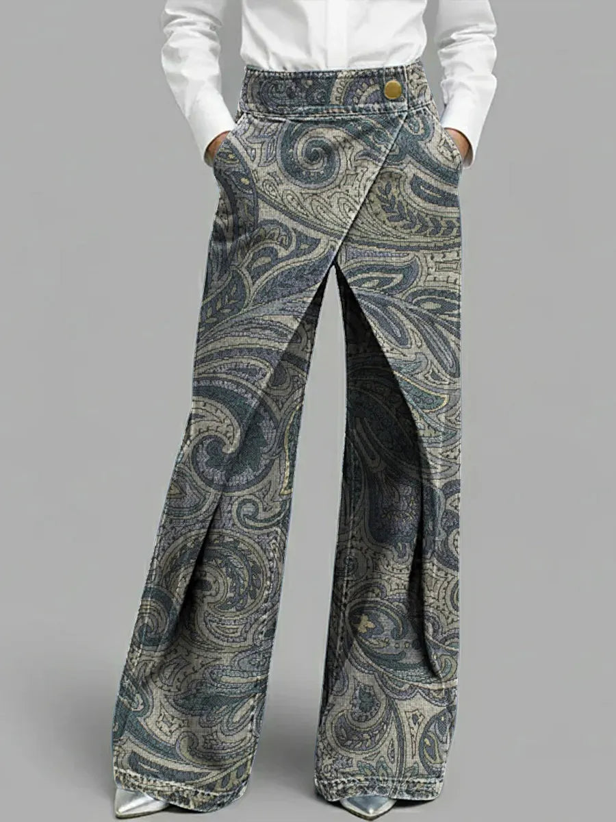 Dottie - Bunte, geblümte Jeans mit weitem Bein