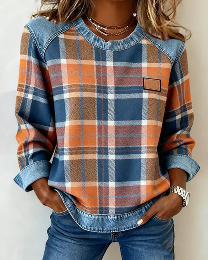 Adair - Lässiges kariertes Rundhals-Sweatshirt