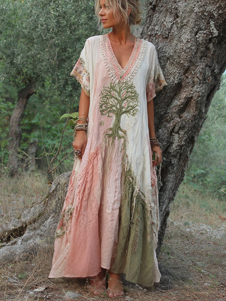 Carivienne - Vintage Baumdruck-Maxikleid