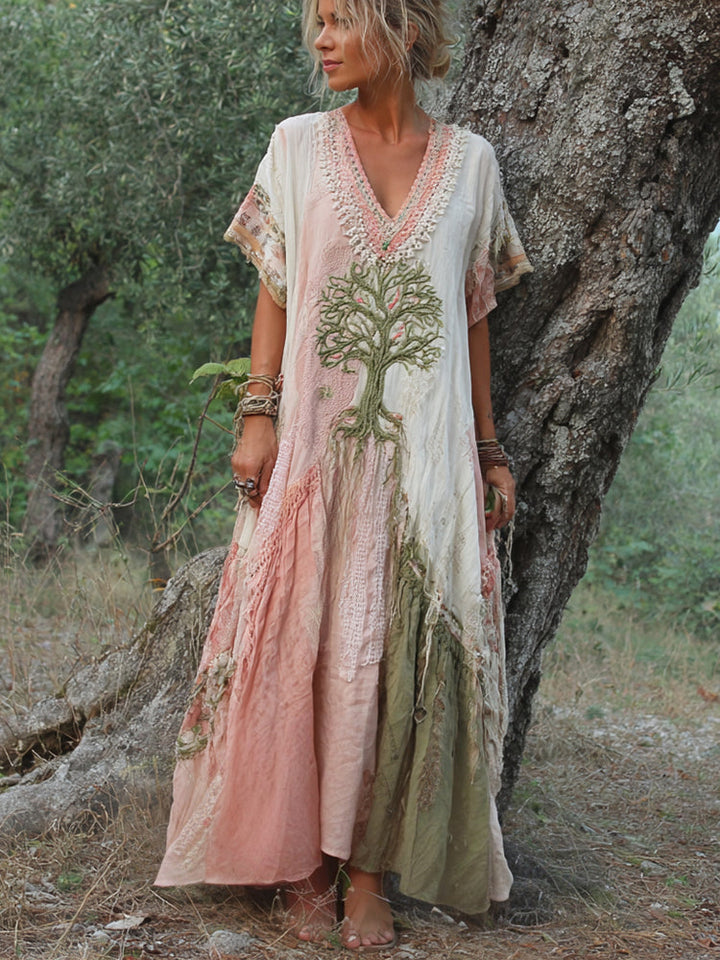 Carivienne - Vintage Baumdruck-Maxikleid