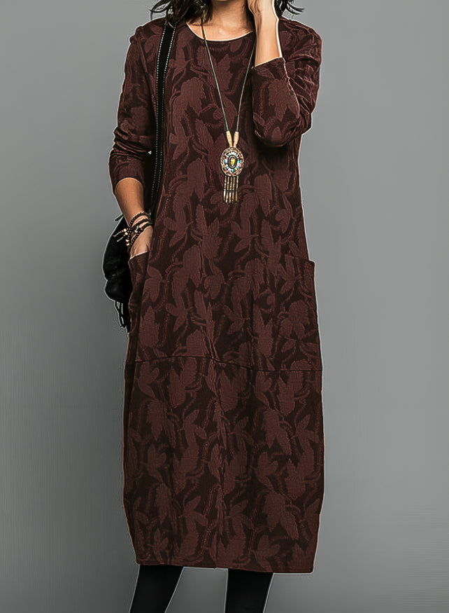 Ciska - Midi-Kleid mit Blattdruck