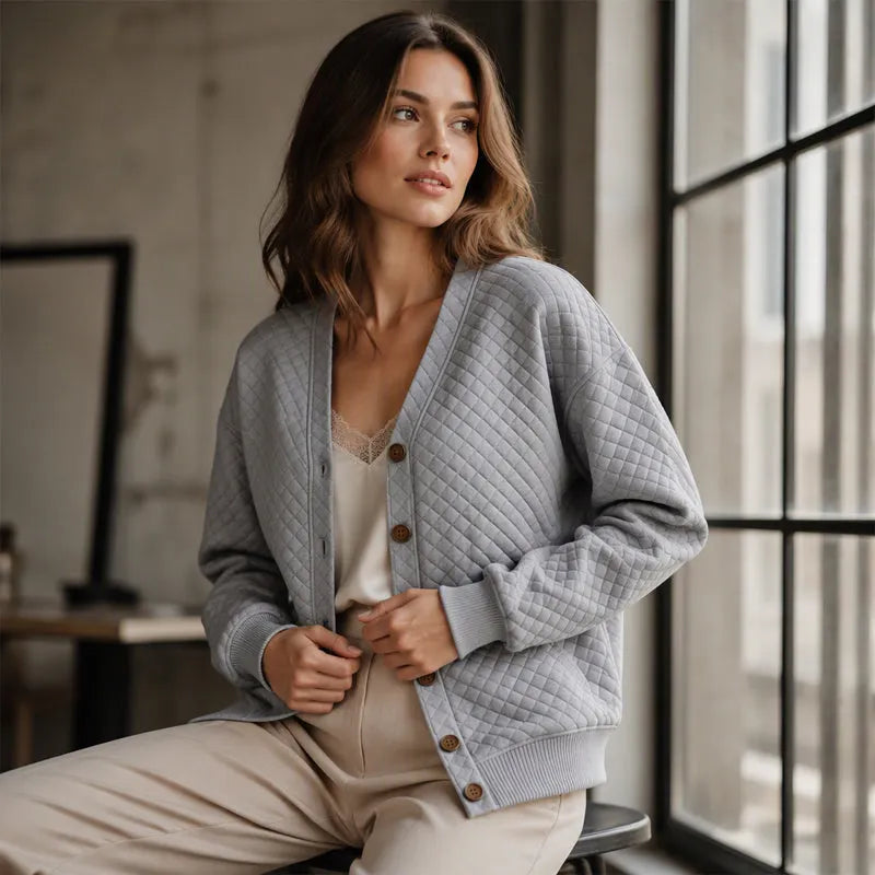 Delavie - gesteppter Strick-Cardigan mit Knöpfen