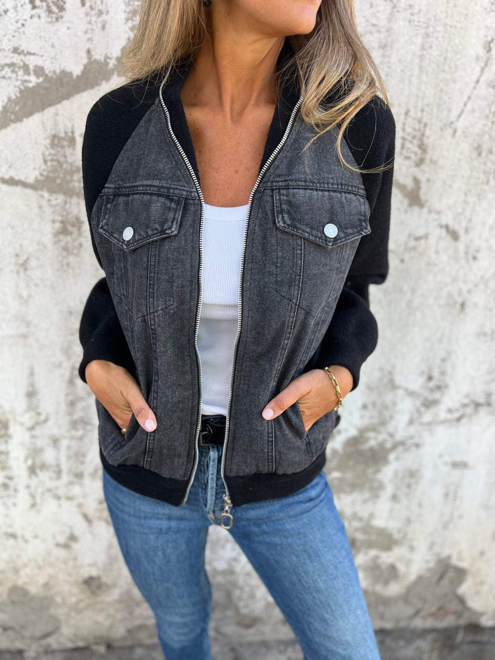 Alinique - Weiche Bomberjacke aus Strick und Denim