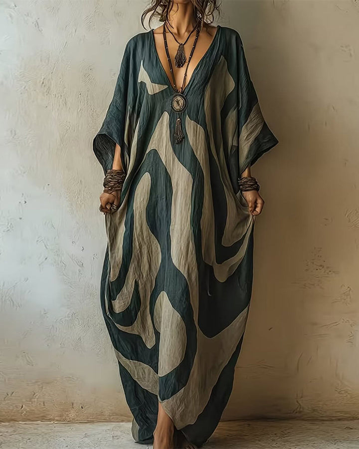 Aramina - Luxuriöser bedruckter Maxi-Kaftan