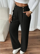 Ashlena - Hochtaillierte Soft-Touch Wide-Leg-Hose