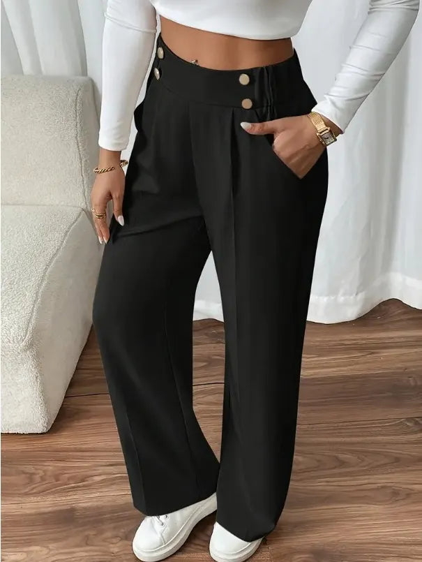 Ashlena - Hochtaillierte Soft-Touch Wide-Leg-Hose