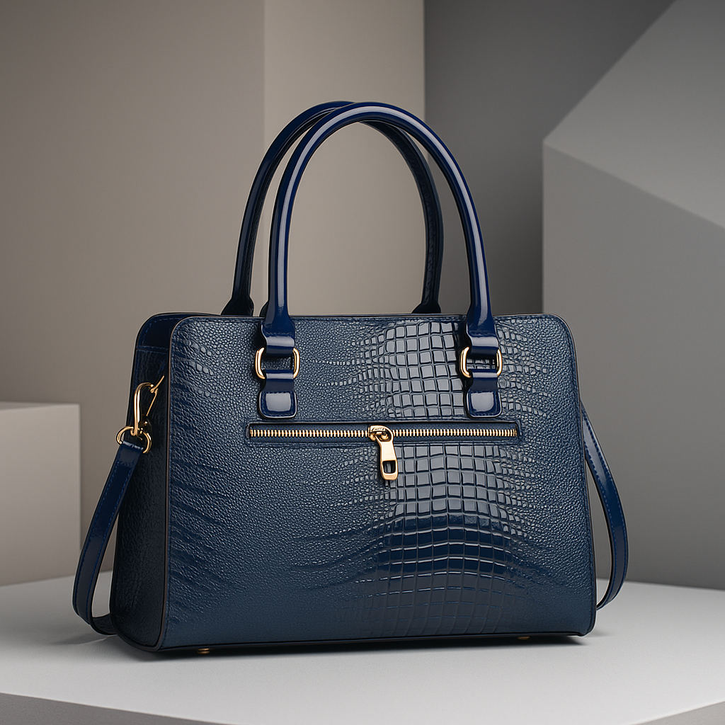Aeryn - Strukturierte Handtasche in Kroko-Optik