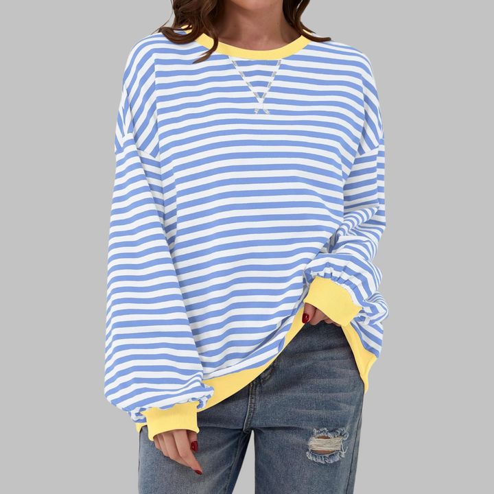 Adelia - Gestreiftes langärmliges Sweatshirt mit Soft-Touch-Finish