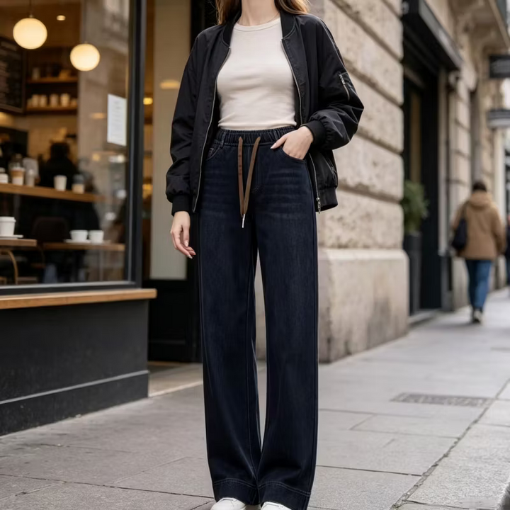 Morwen - lässige Wide-Leg-Jeans mit Kordelzug