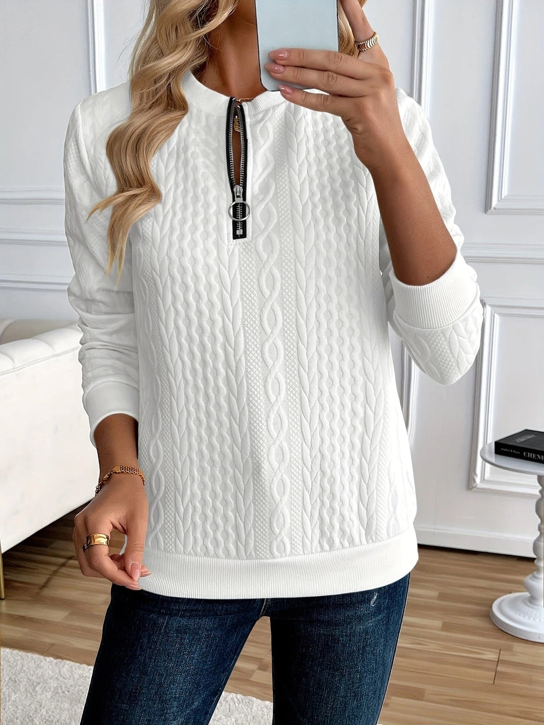 Darla - Strukturierter Half-Zip-Pullover