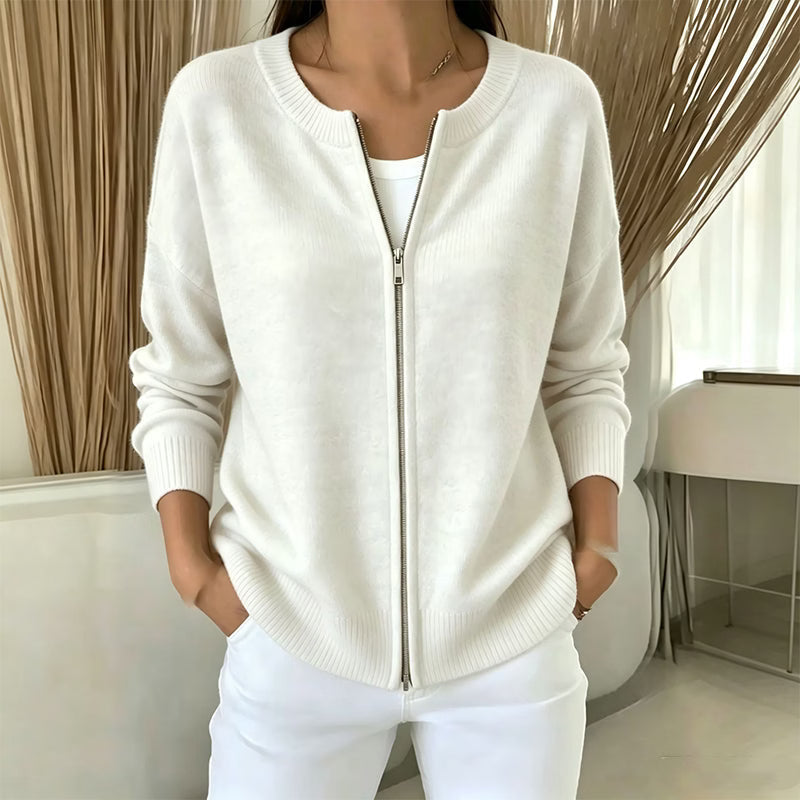 Xyla - Locker geschnittene Strickjacke mit Reissverschluss