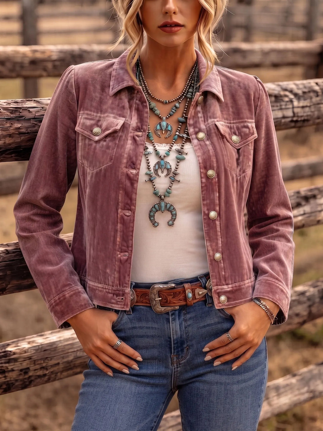 Amandria - Jacke mit Knopfleiste in Vintage-Waschung