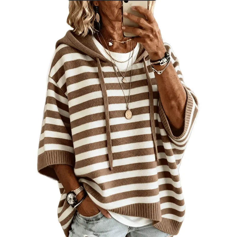 Leontine - Gestreifter Strick-Hoodie