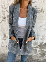Eira - Taillierter karierter Longblazer