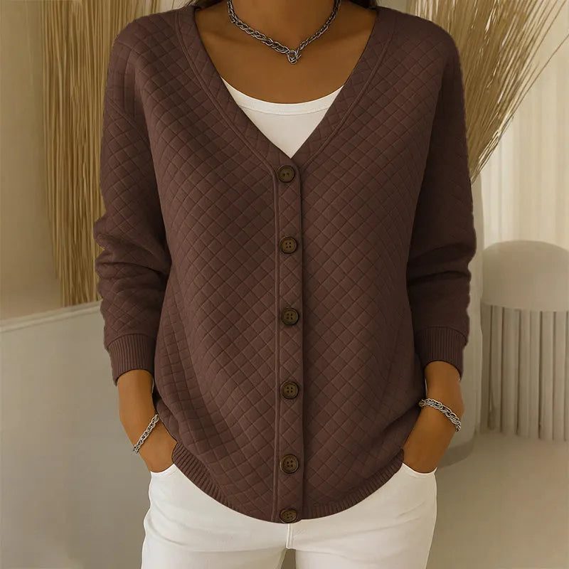 Delavie - gesteppter Strick-Cardigan mit Knöpfen