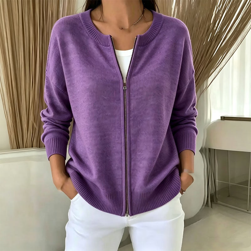 Xyla - Locker geschnittene Strickjacke mit Reissverschluss