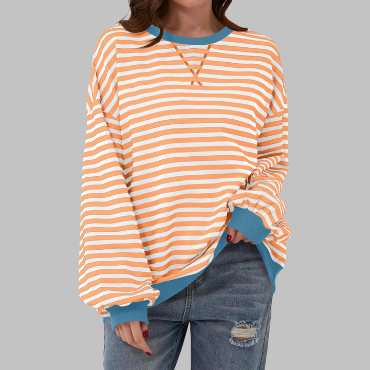 Adelia - Gestreiftes langärmliges Sweatshirt mit Soft-Touch-Finish