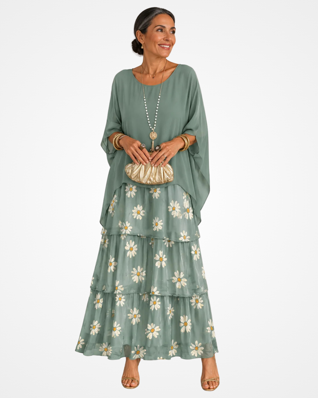 Sylvia - Fliessendes Soft-Touch-Maxikleid
