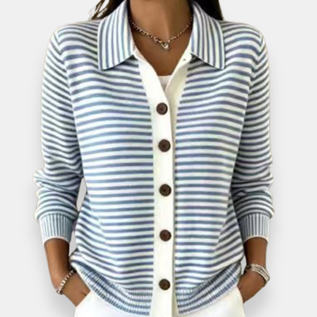 Yola - Gestreifter Cardigan mit Knopfleiste