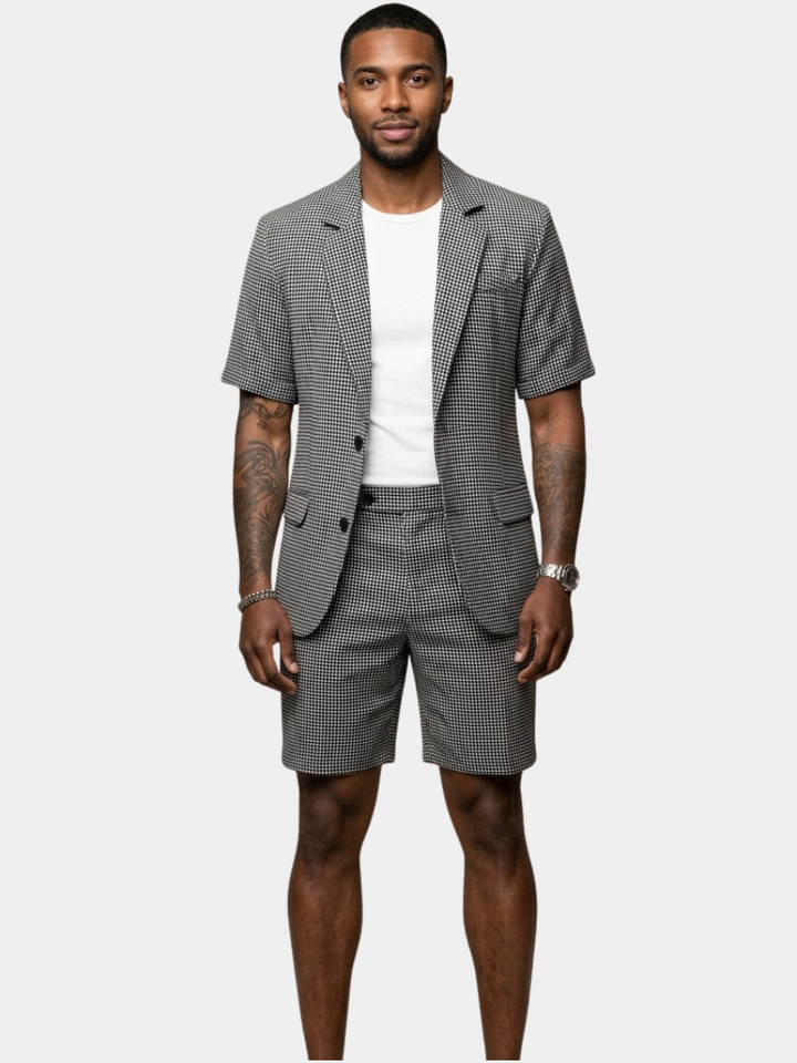 Rufus - Massgeschneiderter karierter Zweiteiler aus Blazer und Shorts