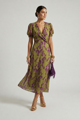 Odetta - Weiches florales Wickel-Midikleid