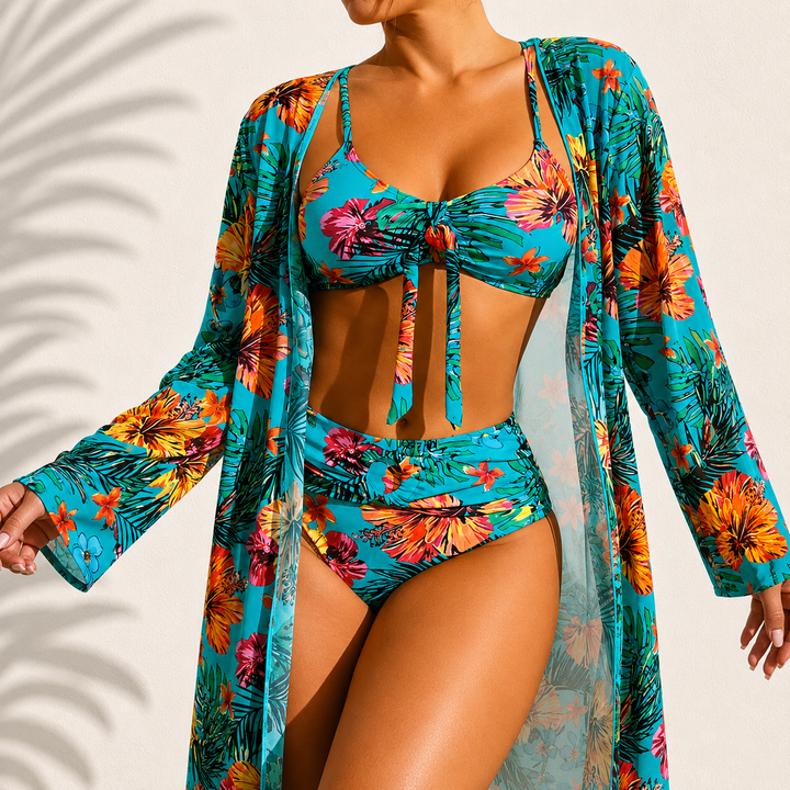 Brialise - Figurformendes High-Waist-Bikini- & Kimono-Set