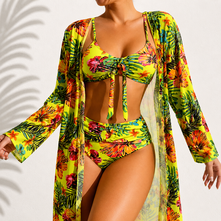 Brialise - Figurformendes High-Waist-Bikini- & Kimono-Set
