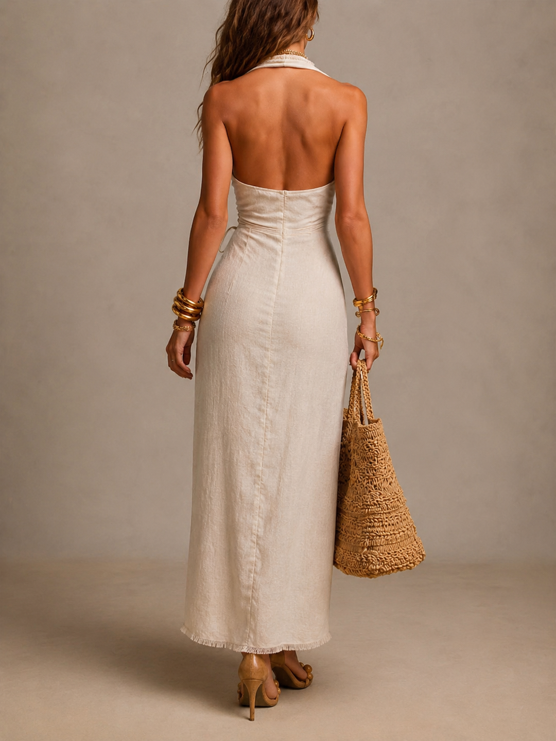 Aeloria - Premium Midi-Wickelkleid aus Leinen