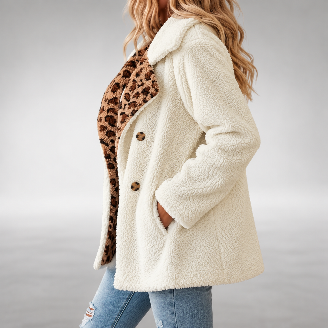 Aerona - Teddy-Mantel mit weichem Leopardprint
