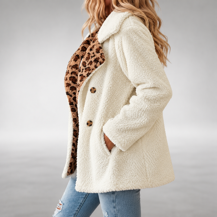 Aerona - Teddy-Mantel mit weichem Leopardprint