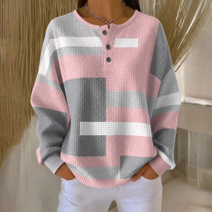 Aimee - Weicher Colour-Blocking-Pullover mit Knopfdetails