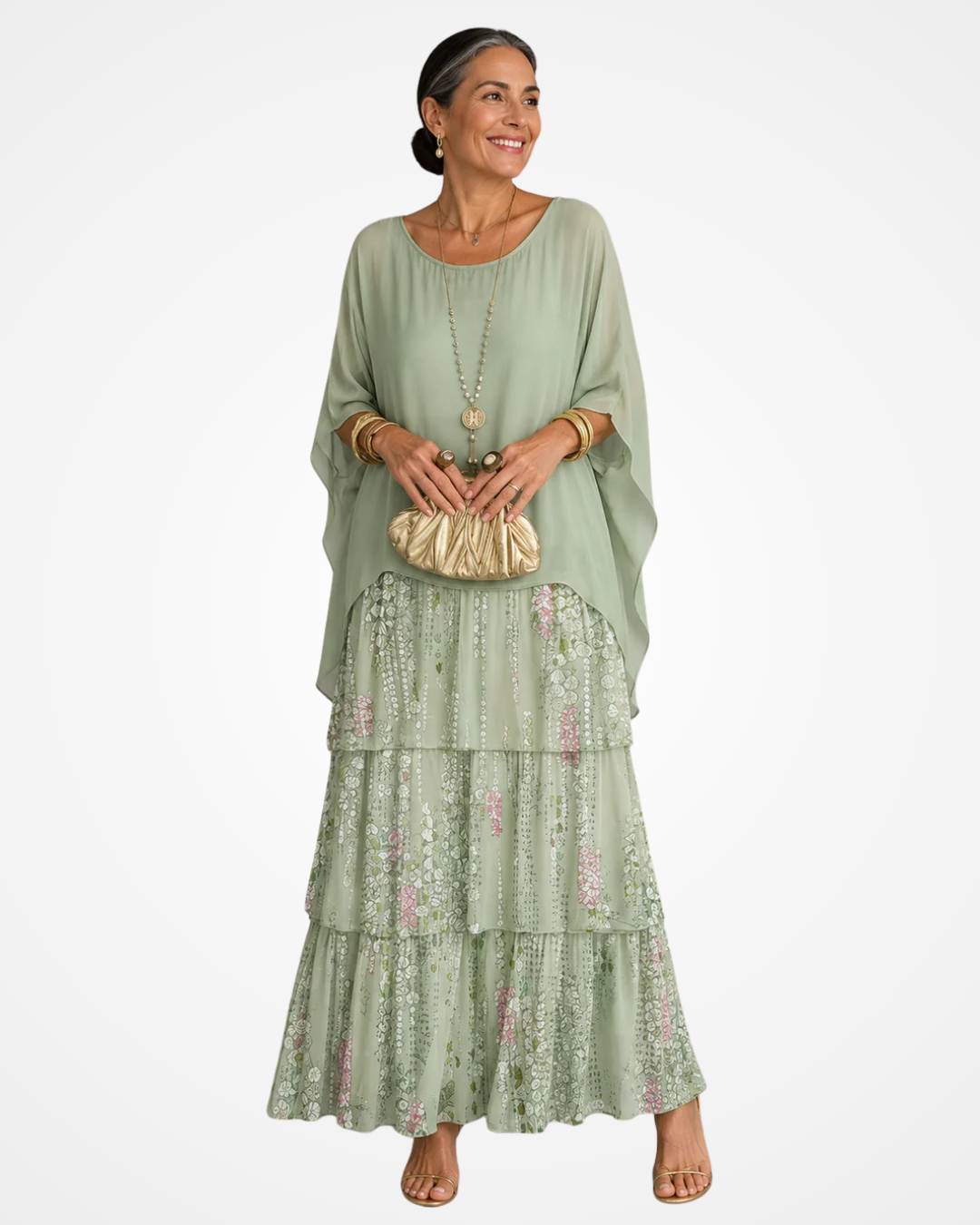 Sylvia - Fliessendes Soft-Touch-Maxikleid