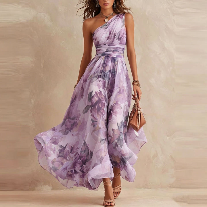 Alisa - Zartes One-Shoulder-Maxikleid mit Blumenprint