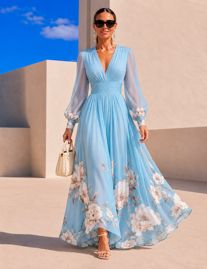 Pirelle - Tailliertes Blumen-Maxikleid