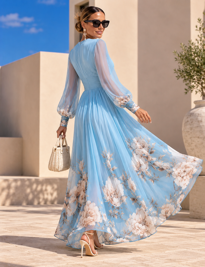 Pirelle - Tailliertes Blumen-Maxikleid