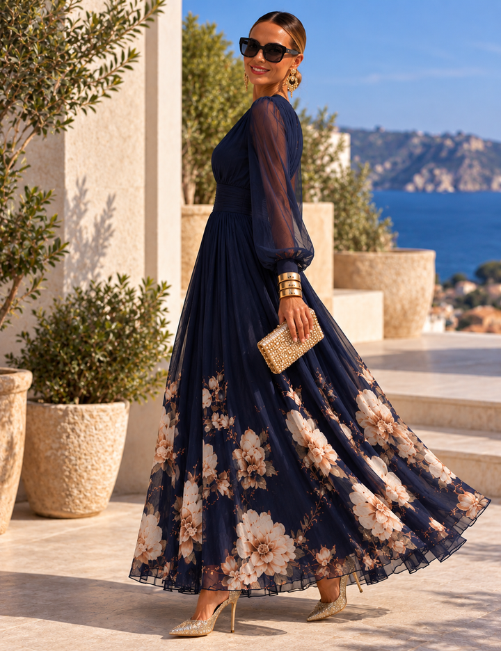 Pirelle - Tailliertes Blumen-Maxikleid