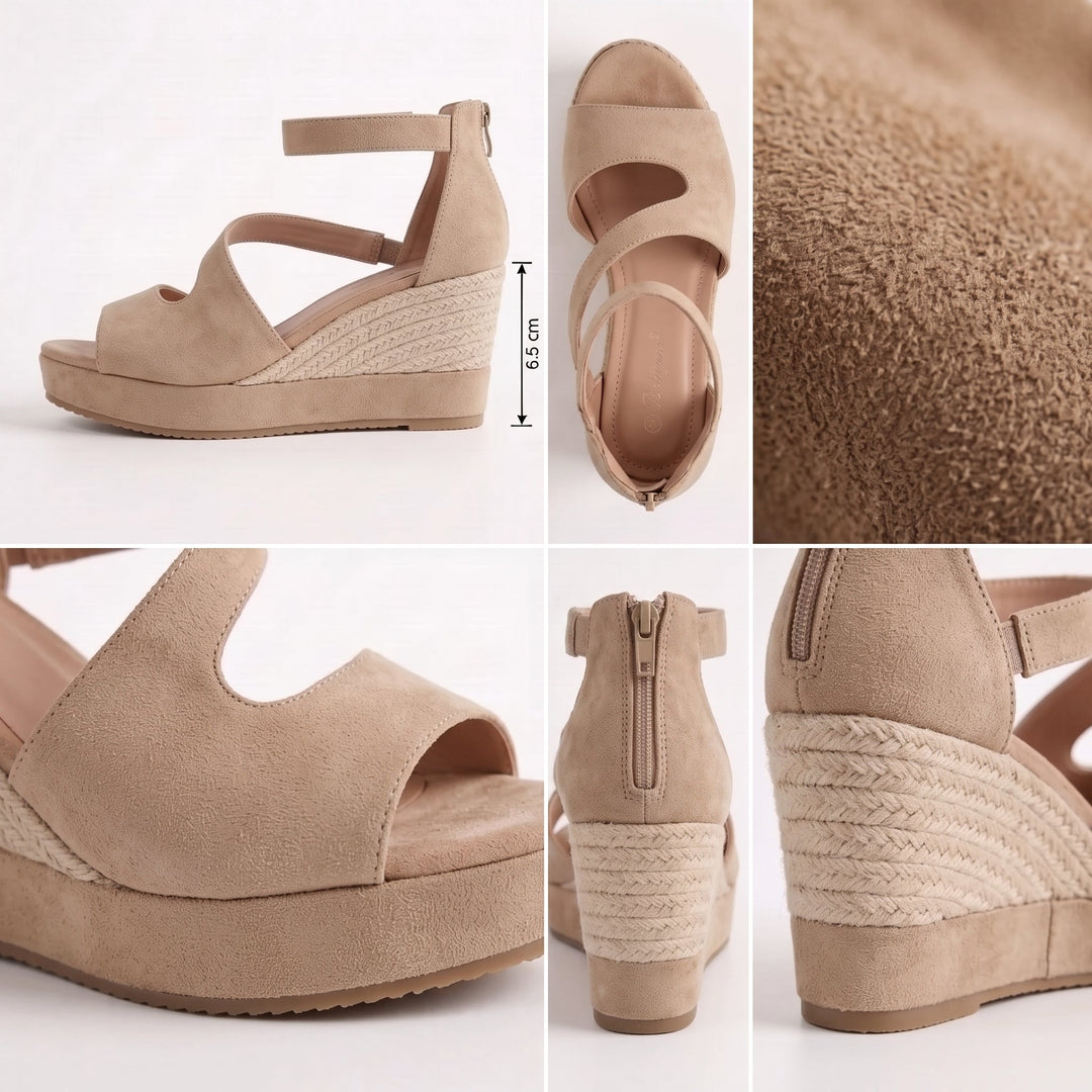 Eluned - gepolsterte Keilsandalen