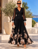 Pirelle - Tailliertes Blumen-Maxikleid