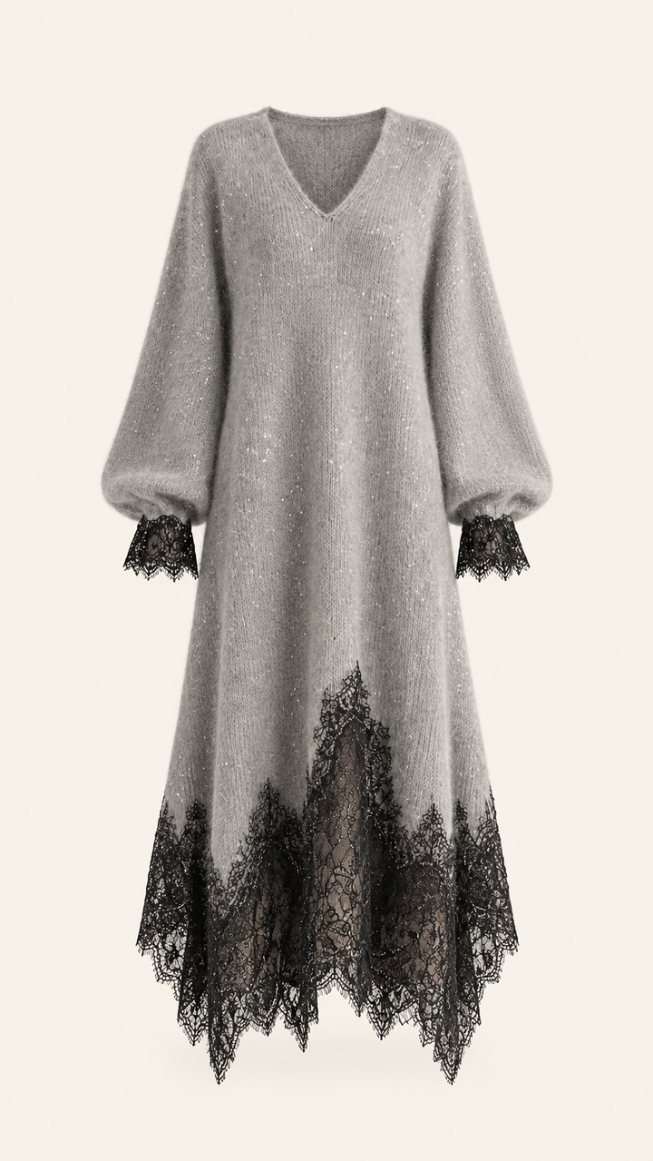 Jiska - Midikleid mit Spitzenabschluss