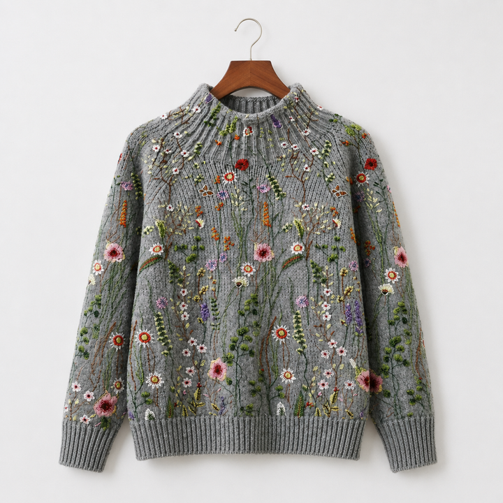 Adorelia - Weicher Strickpullover mit floralem Muster