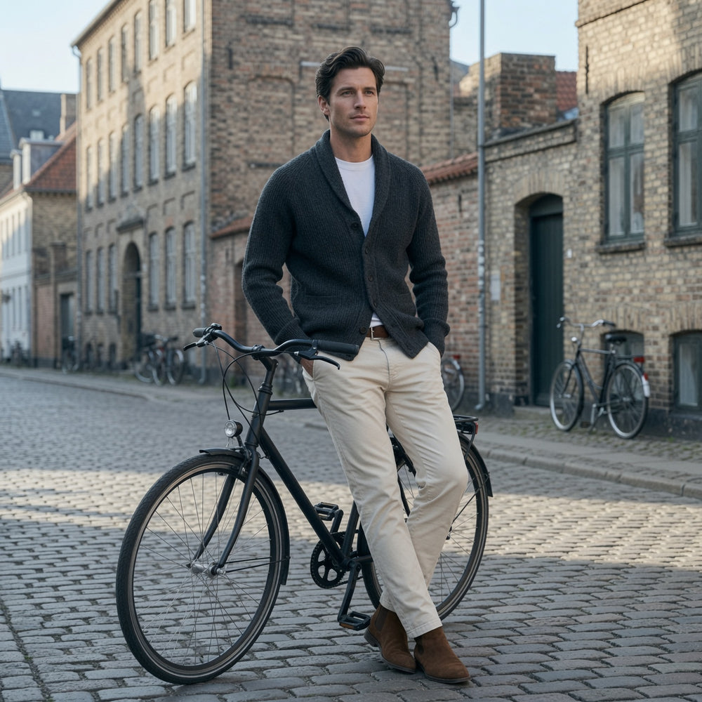 Bevan - Strukturierter Cardigan mit Schalkragen