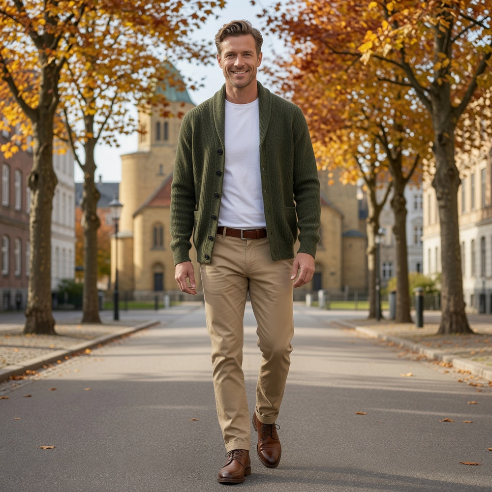 Bevan - Strukturierter Cardigan mit Schalkragen