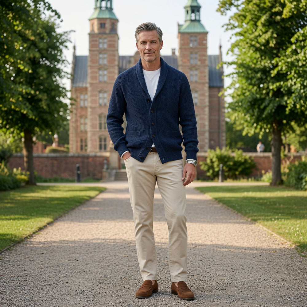 Bevan - Strukturierter Cardigan mit Schalkragen